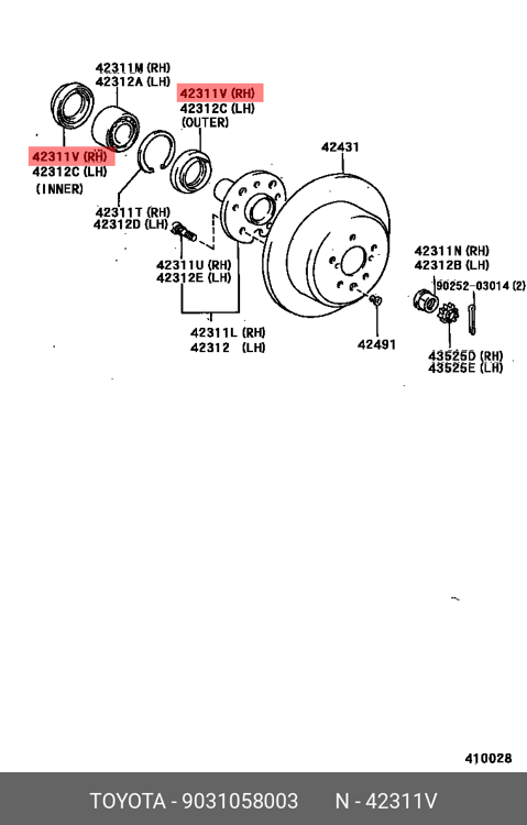 Сальник уплотнительный (САЛЬНИК РУЛЕВОЙ РЕЙКИ) Toyota 9031058003